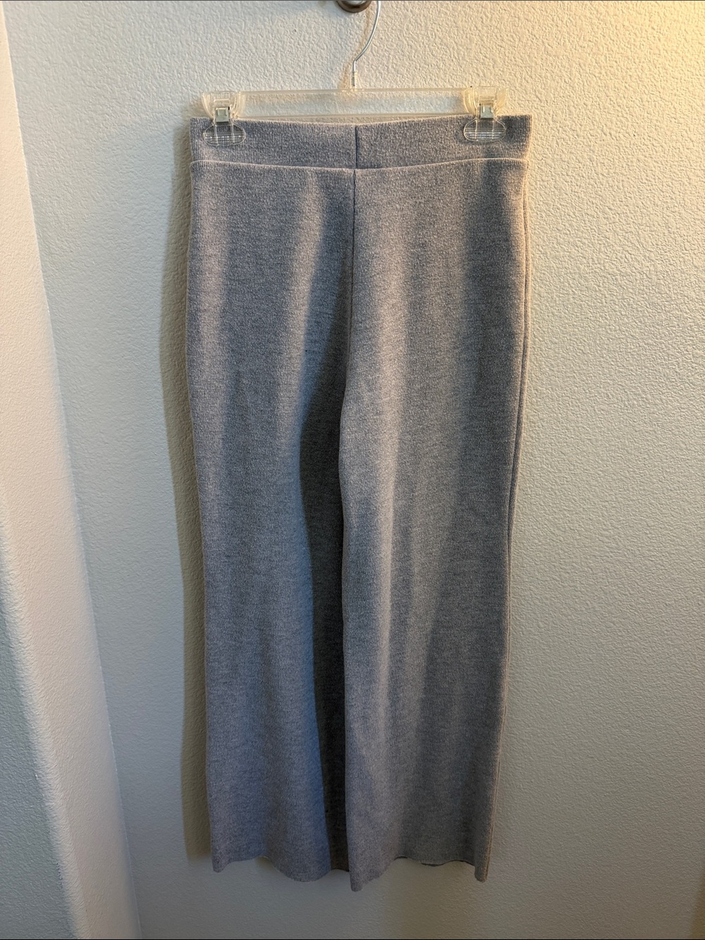 Zara Wide-Leg Knit Pants - Light Gray